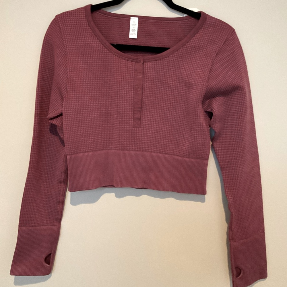 NWT Aerie Offline Burgundy Waffle Crop Top size Large